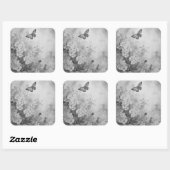 Schwarz-Weiß-Schmetterling Quadratischer Aufkleber (Blatt)