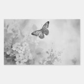 Schwarz-Weiß-Schmetterling Rechteckiger Aufkleber (Vorderseite)