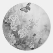 Schwarz-Weiß-Schmetterling Runder Aufkleber (Vorderseite)
