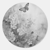 Schwarz-Weiß-Schmetterling Runder Aufkleber (Vorderseite)
