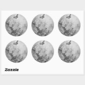 Schwarz-Weiß-Schmetterling Runder Aufkleber (Blatt)