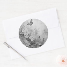 Schwarz-Weiß-Schmetterling Runder Aufkleber