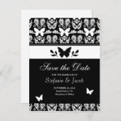 Schwarz-Weiß-Schmetterling Save the Date Postkarte (Vorne/Hinten)