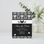 Schwarz-Weiß-Schmetterling Save the Date Postkarte (Stehend Vorderseite)