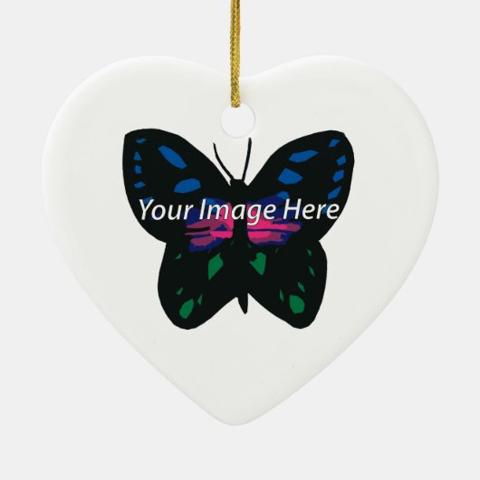 Schwarz-Weiß-Schmetterling-Silhouetten Keramikornament (Hinten)