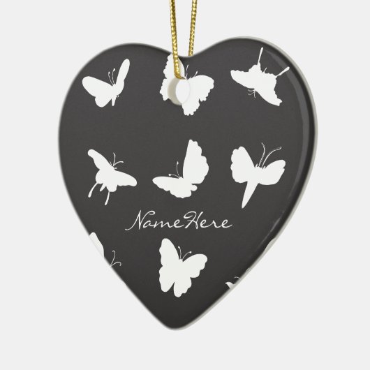 Schwarz-Weiß-Schmetterling-Silhouetten Keramikornament (Links)