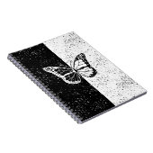 Schwarz-Weiß-Schmetterling-Stars-Muster Girl Notizblock (Rechte Seite)
