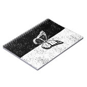 Schwarz-Weiß-Schmetterling-Stars-Muster Girl Notizblock (Linke Seite)