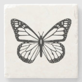 Schwarz-Weiß-Schmetterling Steinuntersetzer (Vorderseite)