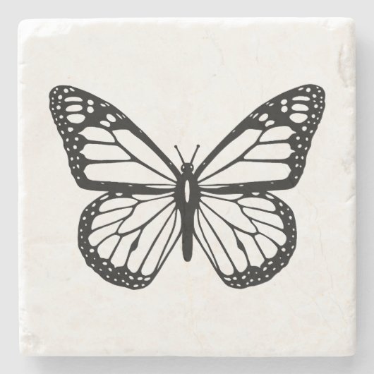 Schwarz-Weiß-Schmetterling Steinuntersetzer (Vorderseite)
