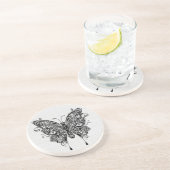 Schwarz & Weiß Schmetterling Tattoo Kunst Getränkeuntersetzer (Seite)