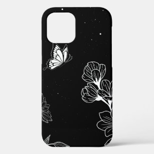 Schwarz-Weiß-Schmetterling und Blume in der Nacht Case-Mate iPhone Hülle