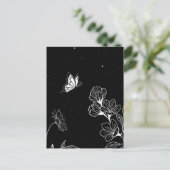 Schwarz-Weiß-Schmetterling und Blume in der Nacht Postkarte (Stehend Vorderseite)