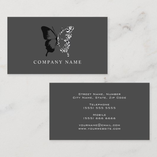 Schwarz-Weiß-Schmetterling Visitenkarte (Vorne/Hinten)