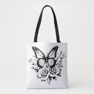 Schwarz-Weiß-Schmetterlingbeutel Tasche