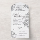 Schwarz-Weiß-Schmetterlinge All In One Einladung (Innen Boden)