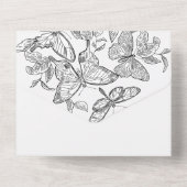 Schwarz-Weiß-Schmetterlinge All In One Einladung (Rückseite)