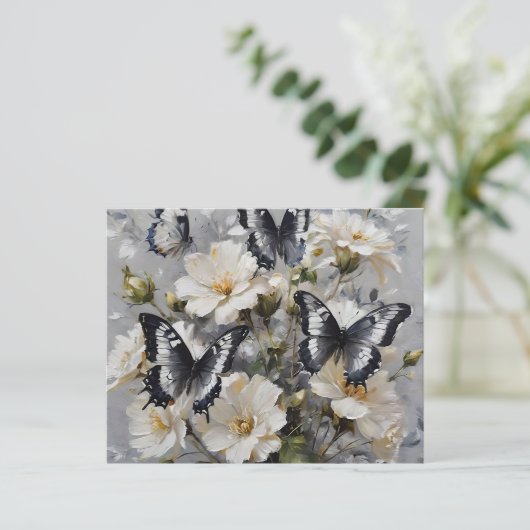 Schwarz-Weiß-Schmetterlinge auf weißen Blume, (Stehend Vorderseite)