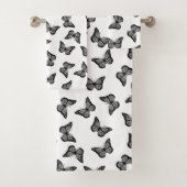 Schwarz-Weiß-Schmetterlinge Badezimmer Handtuch Se Badhandtuch Set (Insitu)