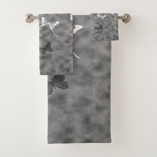Schwarz-Weiß-Schmetterlinge Badhandtuch Set (Insitu)