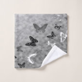 Schwarz-Weiß-Schmetterlinge Badhandtuch Set (Waschlappen)