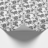 Schwarz-Weiß-Schmetterlinge & Blume-Muster Geschenkpapier (Ecke)
