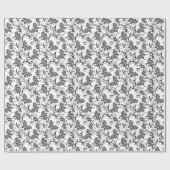 Schwarz-Weiß-Schmetterlinge & Blume-Muster Geschenkpapier (Flach)
