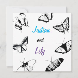 Schwarz-Weiß-Schmetterlinge Einladung