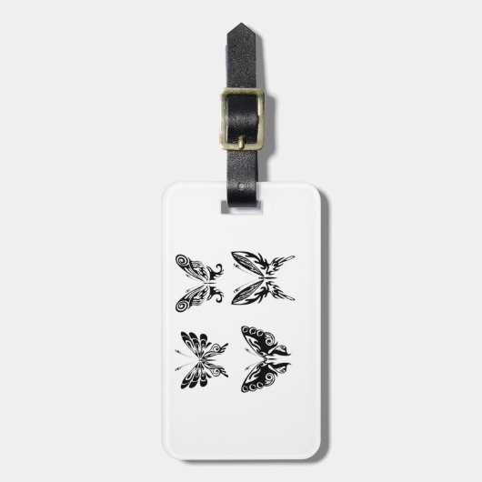 Schwarz-Weiß-Schmetterlinge Gepäckanhänger (Vorderseite vertikal)
