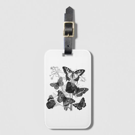 Schwarz-Weiß-Schmetterlinge Gepäckanhänger (Vorderseite Vertikal)