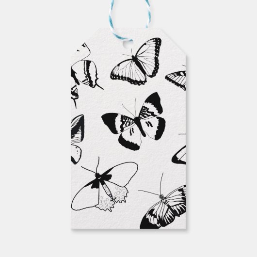 Schwarz-Weiß-Schmetterlinge Geschenkanhänger (Rückseite)