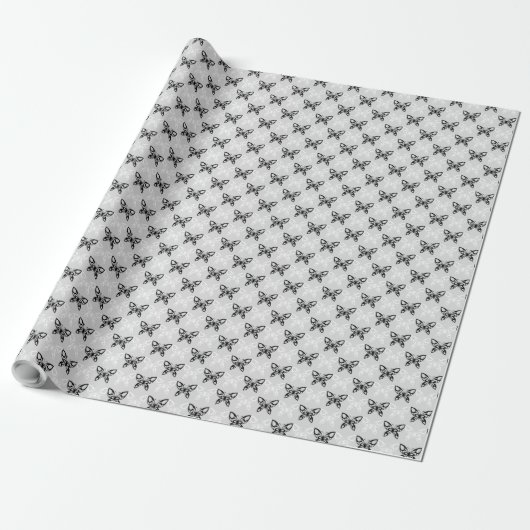 Schwarz-Weiß-Schmetterlinge Geschenkpapier (Ungerollt)