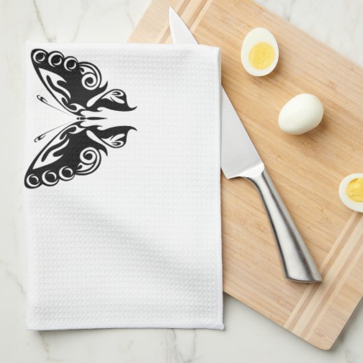 Schwarz-Weiß-Schmetterlinge Geschirrtuch (Viertel Falte)