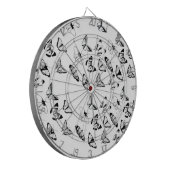 Schwarz-Weiß-Schmetterlinge-Hochzeit Dartscheibe (Vorderseite Links)