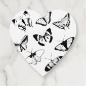 Schwarz-Weiß-Schmetterlinge-Hochzeit Geschenkanhänger (Rückseite)