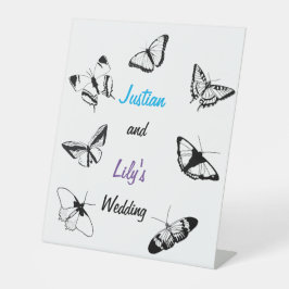 Schwarz-Weiß-Schmetterlinge-Hochzeit Sockelschild
