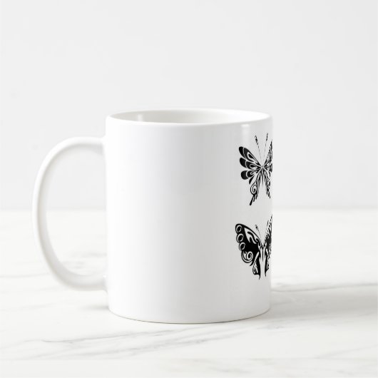 Schwarz-Weiß-Schmetterlinge Kaffeetasse (Links)