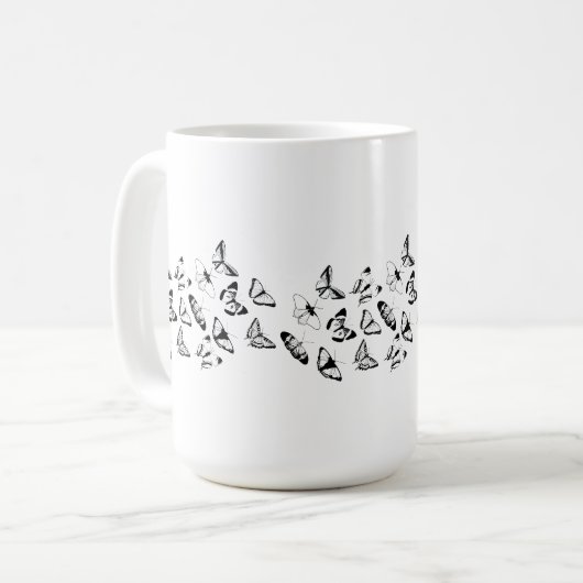 Schwarz-Weiß-Schmetterlinge Kaffeetasse (Vorderseite Links)