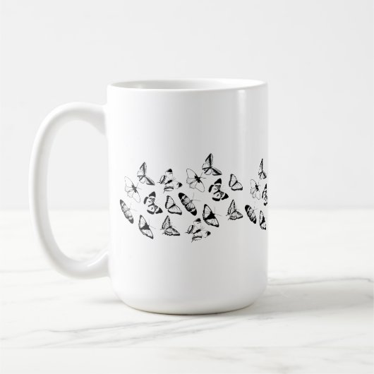 Schwarz-Weiß-Schmetterlinge Kaffeetasse (Links)