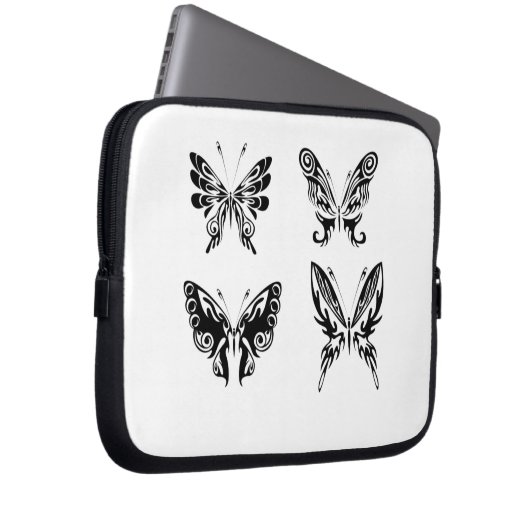 Schwarz-Weiß-Schmetterlinge Laptopschutzhülle (Vorne Rechts)