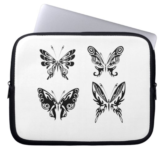 Schwarz-Weiß-Schmetterlinge Laptopschutzhülle (Vorderseite)