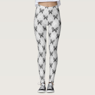 Schwarz-Weiß-Schmetterlinge Leggings