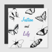 Schwarz-Weiß-Schmetterlinge Magneteinladung (Vorne/Hinten)