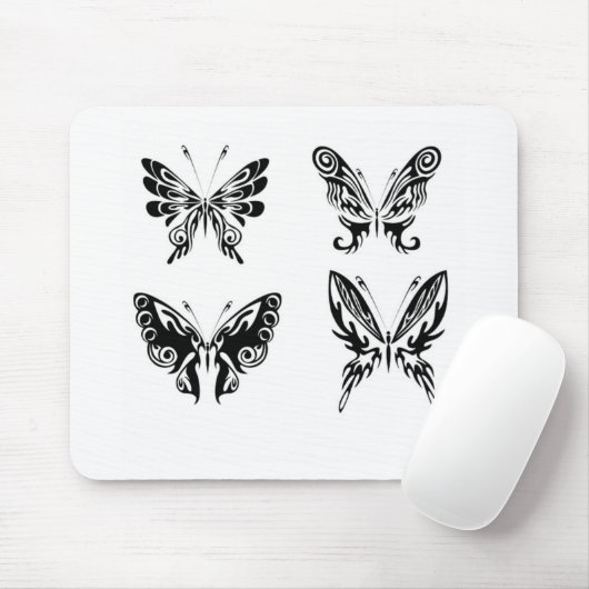 Schwarz-Weiß-Schmetterlinge Mousepad (Mit Mouse)