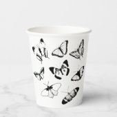 Schwarz-Weiß-Schmetterlinge Pappbecher (Rückseite)