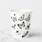 Schwarz-Weiß-Schmetterlinge Pappbecher (Vorderseite)