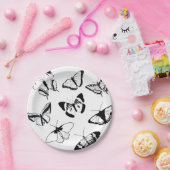 Schwarz-Weiß-Schmetterlinge Pappteller (Party)