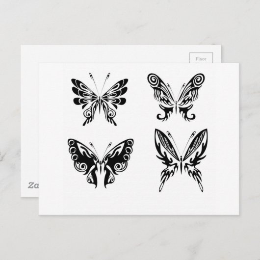 Schwarz-Weiß-Schmetterlinge Postkarte (Vorne/Hinten)