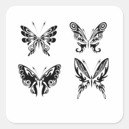 Schwarz-Weiß-Schmetterlinge Quadratischer Aufkleber