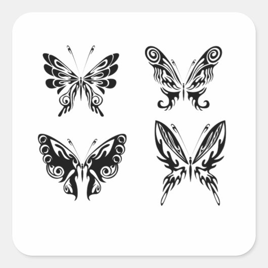 Schwarz-Weiß-Schmetterlinge Quadratischer Aufkleber (Vorderseite)
